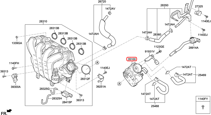 Cụm bướm ga chính hãng HYUNDAI | 3510003700 tại HCM