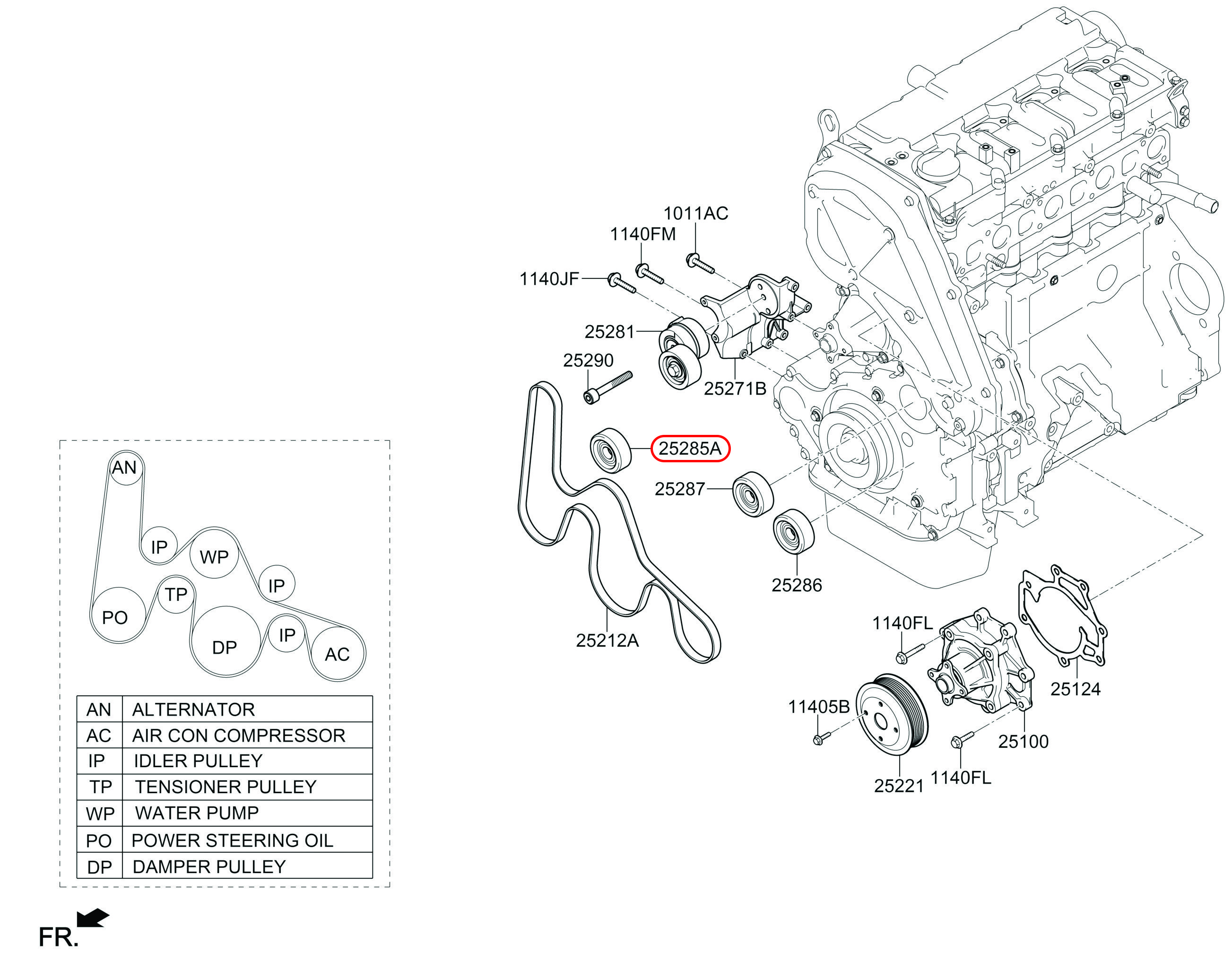 Bạc đạn tì chính hãng HYUNDAI, 252884A600, phụ tùng ô tô HYUNDAI, phụ tùng ô tô KIA, phụ tùng chính hãng HYUNDAI tại HCM, phụ tùng chính hãng KIA tại HCM