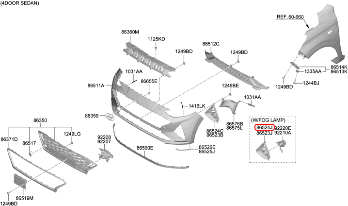 Ốp đèn cản trước chính hãng HYUNDAI RH | 86562K6410 tại HCM