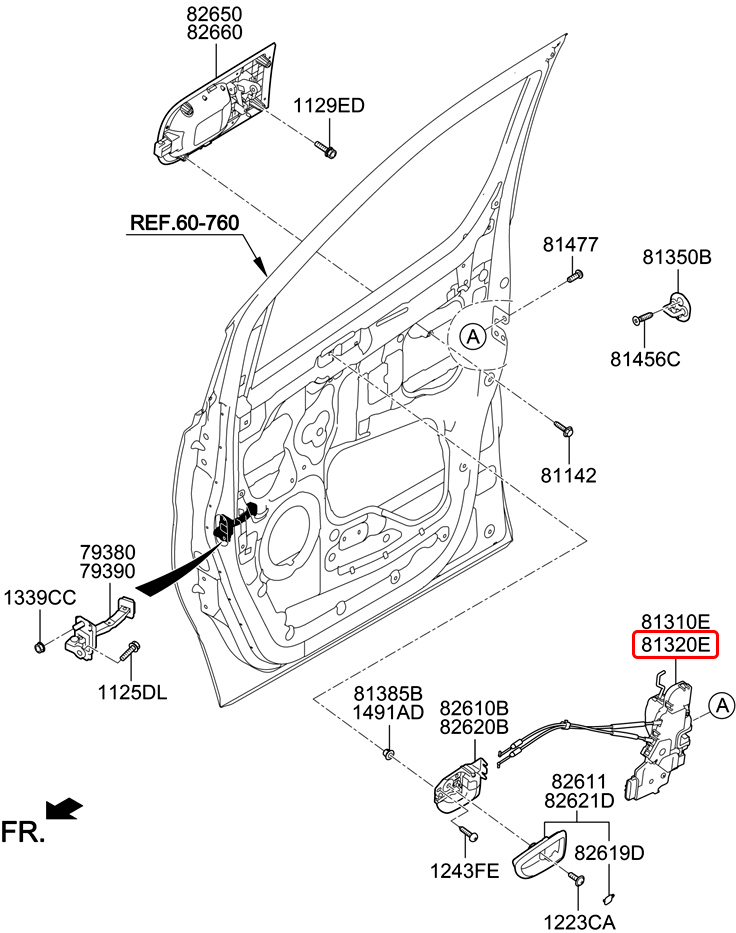 Khoá cửa trước chính hãng HYUNDAI RH | 813204H050 tại HCM