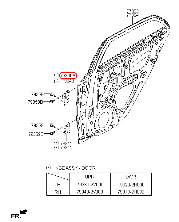 Bản lề cửa sau KIA Morning 12-15 LH trên, 793302V000,chính hãng KIA HCM