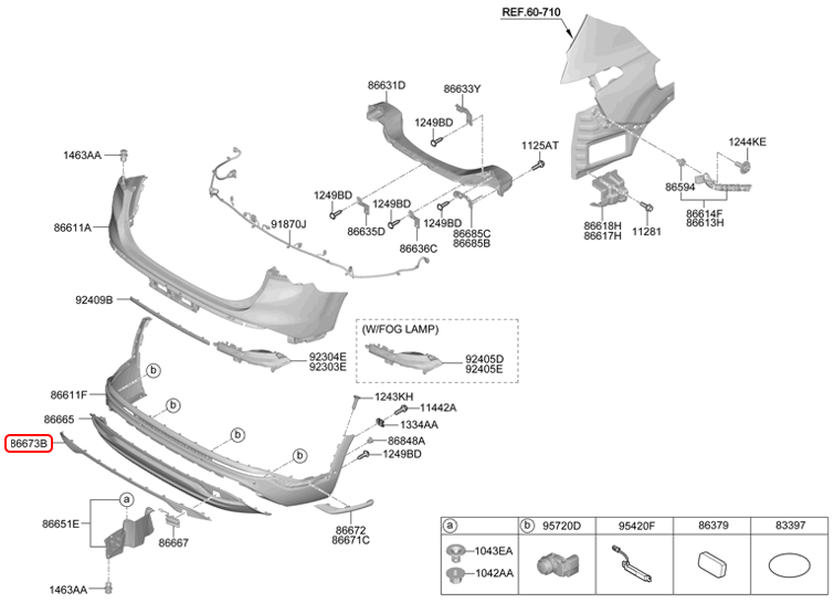 Nẹp dưới cản sau chính hãng HYUNDAI | 86696S1500 tại HCM