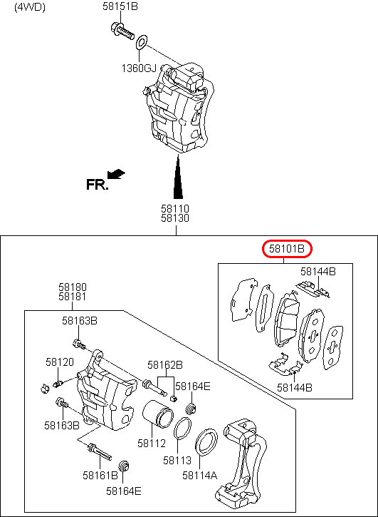 Bố thắng trước chính hãng KIA | 581012S500FFF