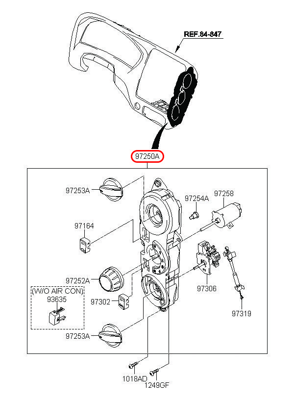 Công tắc quạt dàn lạnh Bongo 12, 972504F310, HYUNDAI HCM, KIA HCM, chính hãng HYUNDAI