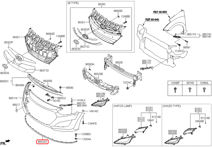 Nẹp dưới cản trước chính hãng HYUNDAI | 86590A5000 tại HCM