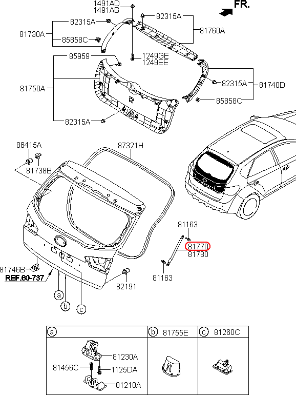 Ty cốp sau KIA Forte LH, 817701M010, chính hãng KIA HCM