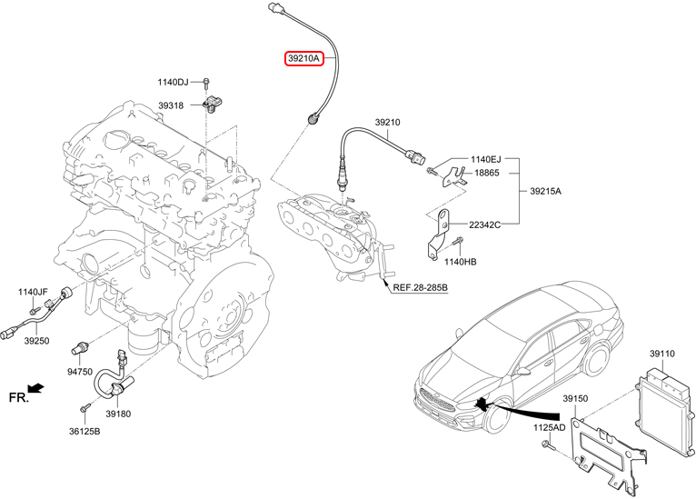 Cảm biến oxy chính hãng HYUNDAI dưới | 392102ECC0 tại HCM