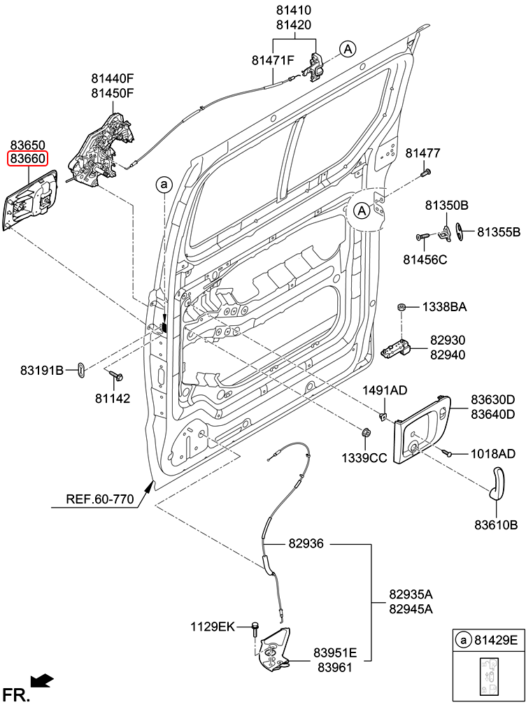 Tay cửa lùa ngoài chính hãng HYUNDAI sau RH | 836604H100CA tại HCM