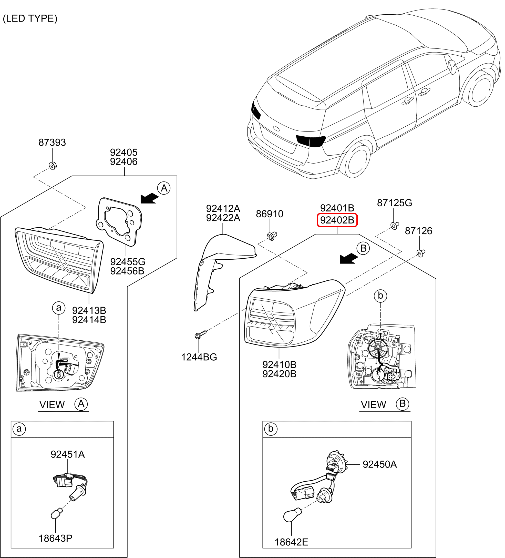 Đèn lái chính hãng KIA RH | 92402A9530