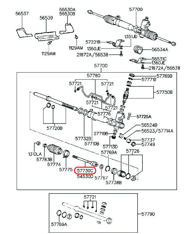 Rô tuyn lái trong Libero 05 2.5 động cơ D4BH, 5773047000, HYUNDAI HCM, KIA HCM, chính hãng HYUNDAI