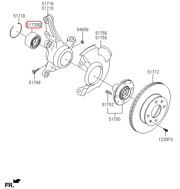 Bạc đạn bánh trước KIA Morning 12-18, 517204N000, 517201Y000,chính hãng HYUNDAI HCM