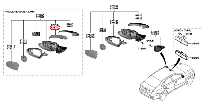 Đèn xi nhan KIA Cerato 19 RH, 87624M6000,chính hãng KIA HCM