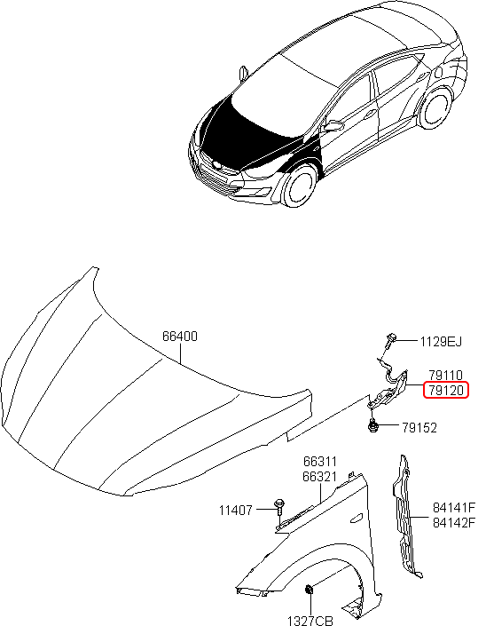 Bản lề capo chính hãng HYUNDAI RH | 791203X000 tại HCM