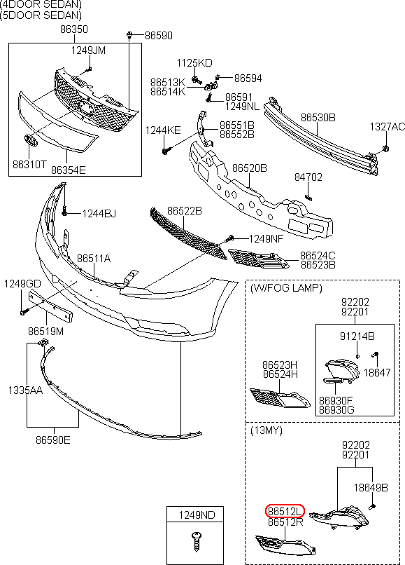 Ốp đèn cản trước KIA Forte LH, 865631M700, chính hãng KIA HCM