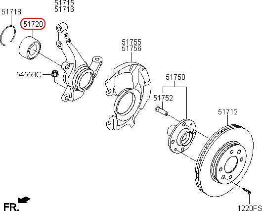 Bạc đạn bánh trước HYUNDAI Accent 18-21, 51720H8000, hiệu FAG tại HCM.