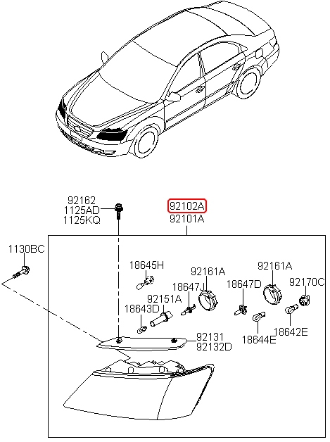 Đèn pha chính hãng HYUNDAI RH | 921023K500 tại HCM