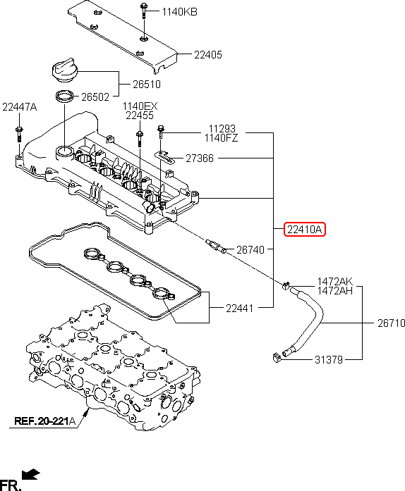 Nắp dàn cò chính hãng HYUNDAI KIA | 224102B100 tại HCM