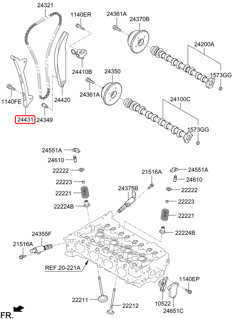 Tỳ sên cam chính hãng HYUNDAI LH | 244302E000 tại HCM