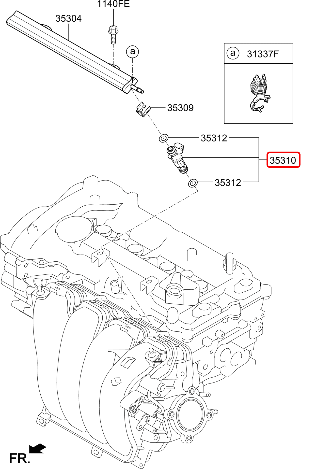 Kim phun xăng KIA Rondo 14-18 2.0 máy xăng, 353102E100,chính hãng KIA HCM