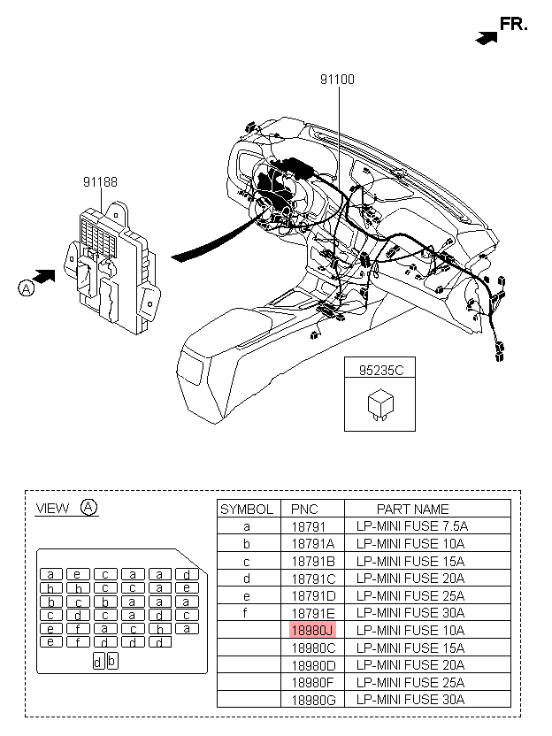 Cầu chì ghim chân ngắn 10A, 1879001116,chính hãng KIA HCM