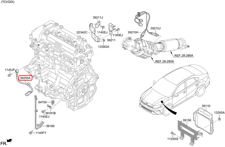 Cảm biến kích nổ chính hãng HYUNDAI | 392502B000 tại HCM