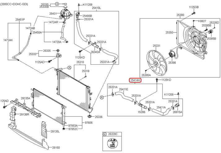 Ống két nước trên chính hãng HYUNDAI | 25414D3500 tại HCM