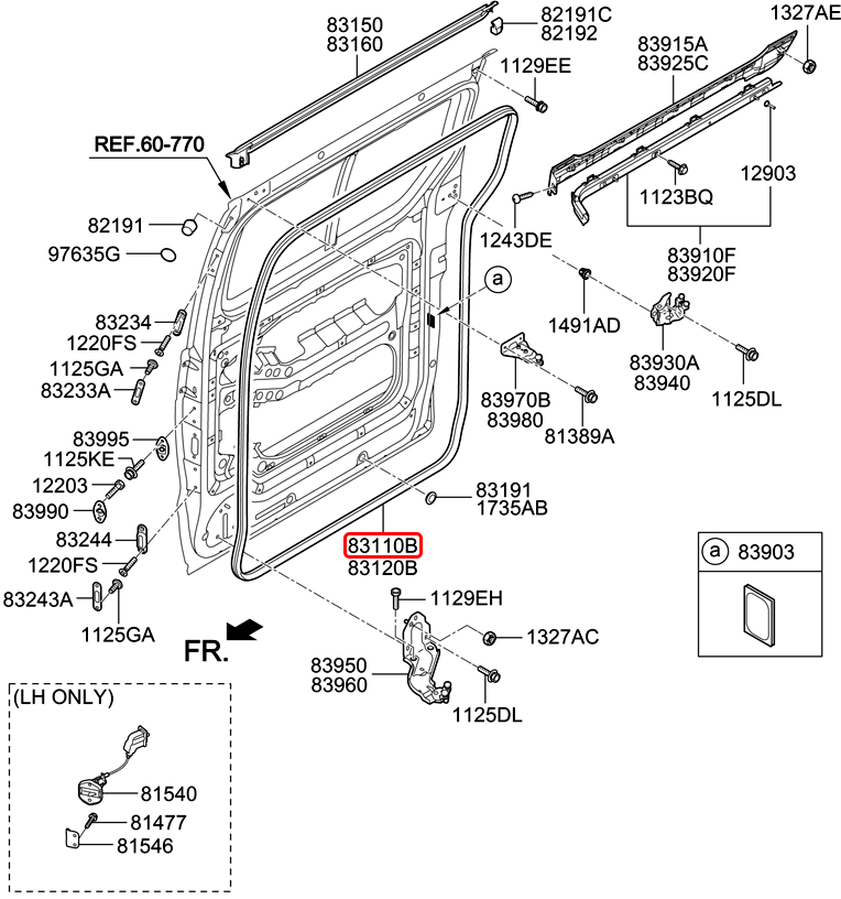 Ron cánh cửa lùa chính hãng HYUNDAI LH | 831104H000 tại HCM