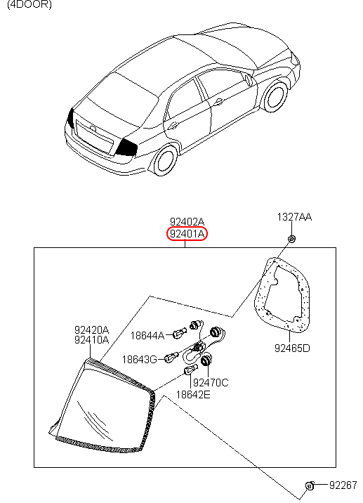 Đèn lái KIA Cerato 2006 LH, 924012F310, 924012F311, chín hãng KIA HCM