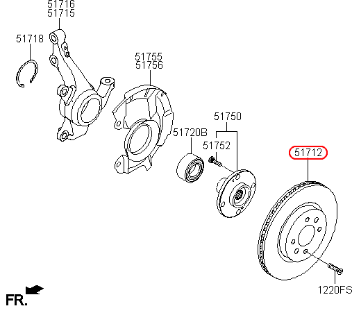 Đĩa thắng trước KIA Rio 12-15 1.2/1.4, 517121W200, 517121W250, 517120U000, 517121R000, chính hãng KIA HCM