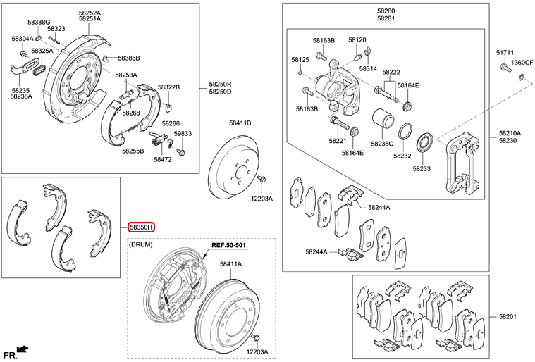 Bố thắng tay chính hãng HYUNDAI | 583503JA000 tại HCM