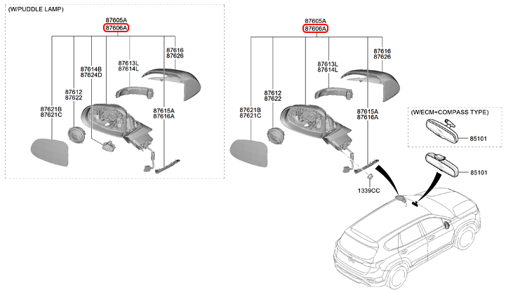 Kính chiếu hậu chính hãng HYUNDAI RH | 87620S1200 tại HCM