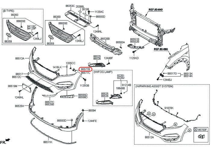 Bát cản trước Tucson 15-18 LH dưới, 86577D3000, HYUNDAI HCM, KIA HCM