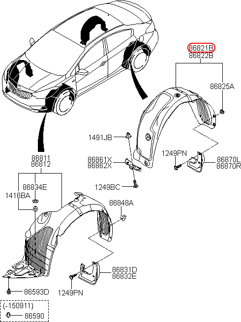 Lòng dè sau KIA K3 LH, 86821A7000,chính hãng KIA HCM