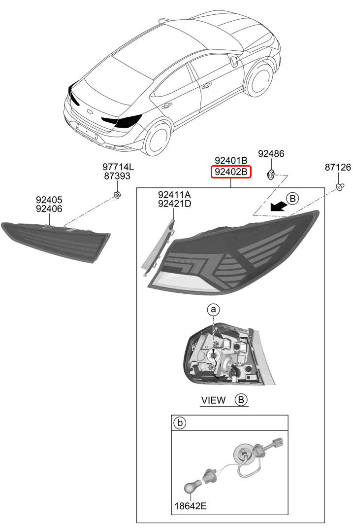 Đèn lái chính hãng HYUNDAI RH | 92402F2800 tại HCM