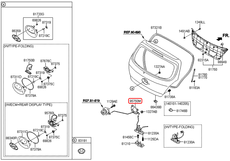 Mô tơ khóa cốp sau chính hãng HYUNDAI | 957501J000 tại HCM