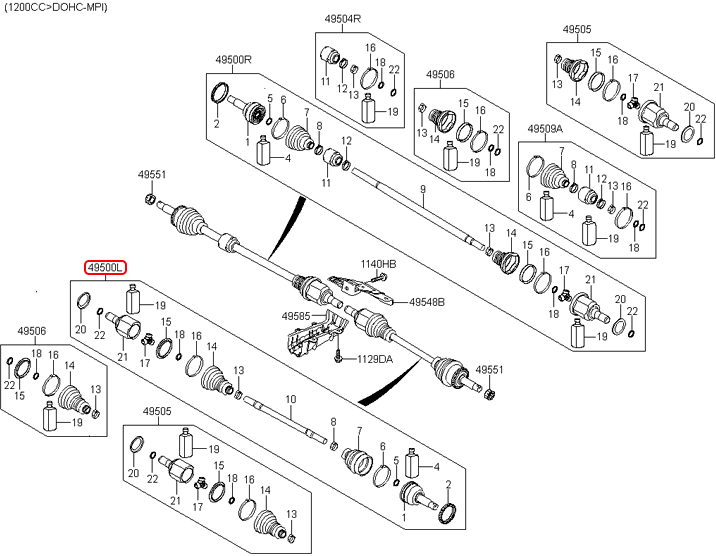 Cây láp chính hãng HYUNDAI LH | 49500B4100 tại HCM