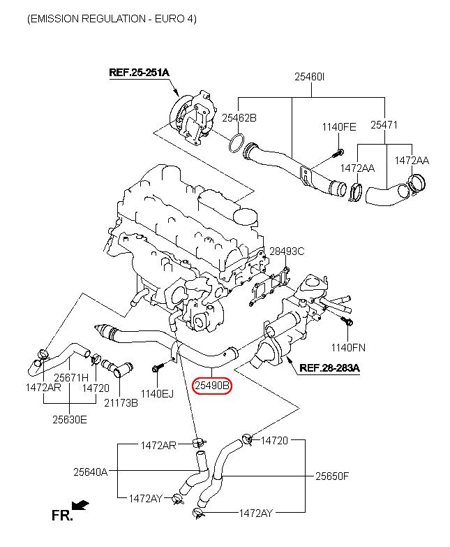 Ống nước trên van hằng nhiệt KIA Sorento, 256802F000,chính hãng KIA HCM