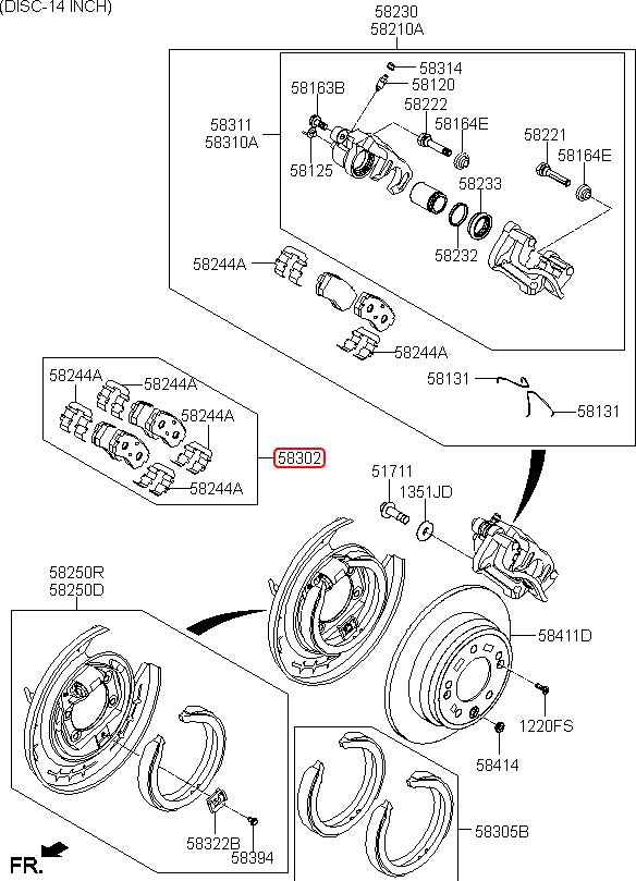 Bố thắng sau chính hãng HYUNDAI | 58302C1A00 tại HCM