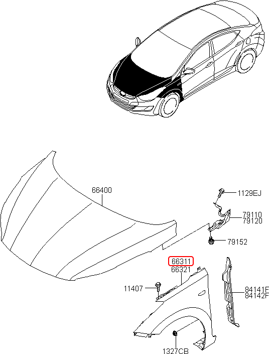 Má dè trước chính hãng HYUNDAI LH | 663113X000 tại HCM