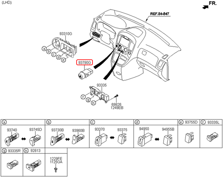 Công tắc đèn ưu tiên chính hãng HYUNDAI | 937904H0004X tại HCM