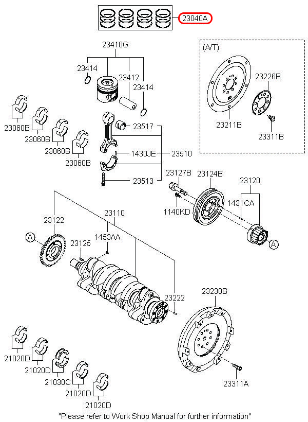 Bạc xéc măng chính hãng HYUNDAI, 2304027950, phụ tùng ô tô Hyundai, phụ tùng ô to Kia, phụ tùng chính hãng HYUNDAI tại HCM, phụ tùng chính hãng KIA tại HCM