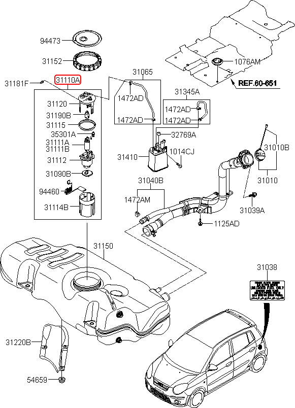 Cụm bơm xăng chính hãng KIA | 3111007650-DS tại HCM