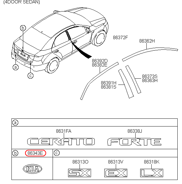 Logo cốp sau KIA Forte, 863182G000, chính hãng KIA HCM