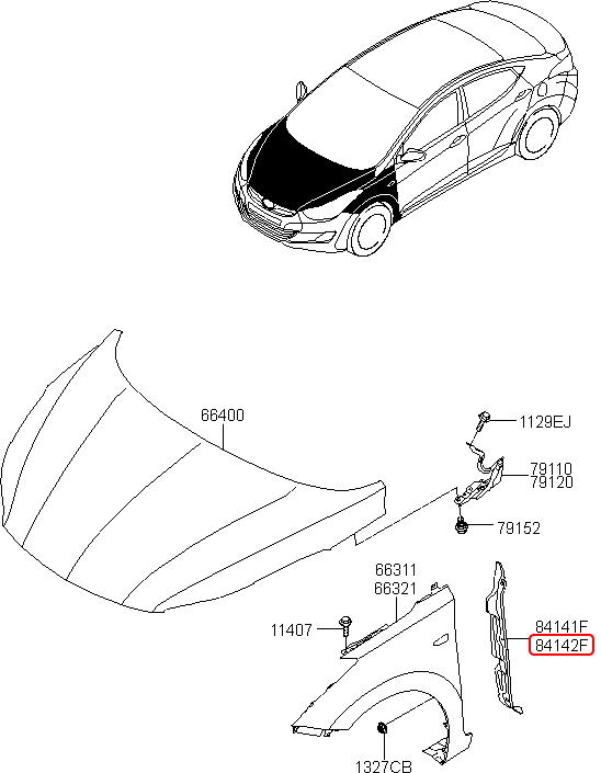 Ốp nhựa má dè trước chính hãng HYUNDAI RH | 841263X000 tại HCM