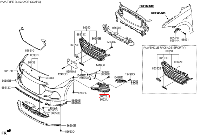 Ốp đèn cản trước chính hãng HYUNDAI trước LH | 86563F2600 tại HCM