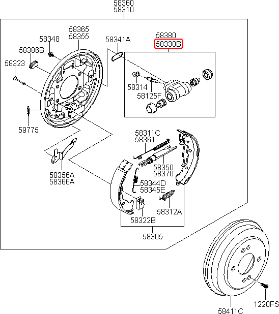 Heo thắng bánh sau chính hãng HYUNDAI | 5833005500 tại HCM