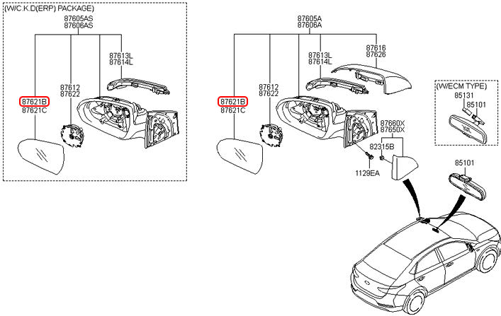 Mặt kính chiếu hậu chính hãng HYUNDAI RH | 87621H6000 tại HCM