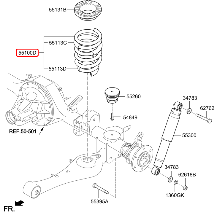 Lò xo nhún sau chính hãng HYUNDAI | 551004H000 tại HCM