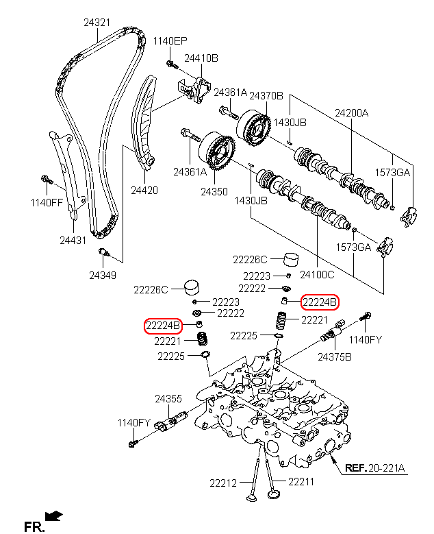 Phốt git HYUNDAI Grand i10, 222242B001 (222242B000, 2222402500), chính hãng POS tại HCM.