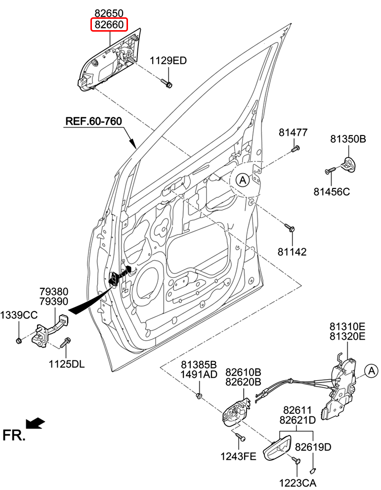 Tay cửa ngoài chính hãng HYUNDAI trước RH | 826604H100CA tại HCM